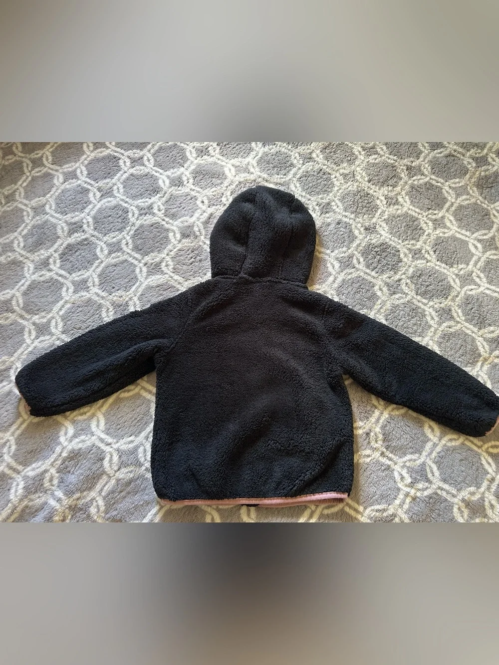 Free Country Black Sherpa Jacket with Pink Trim Full Zip Girl’s Size 5/6